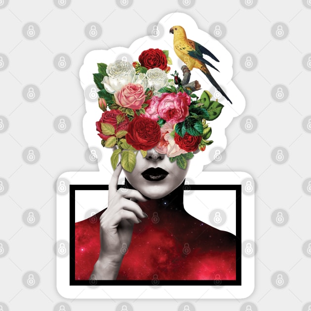 Flower Head Girl Sticker by LeonLedesma